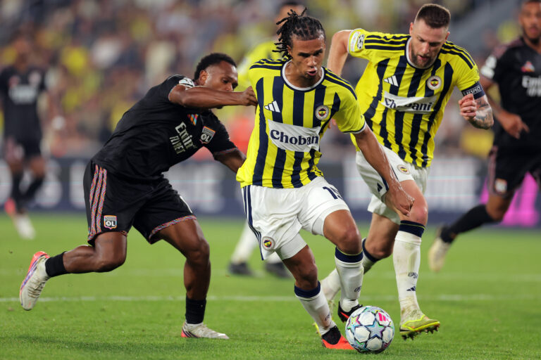 2026-08-18 Fenerbahce v Olympique Lyonnais - UEFA Champions League 2026/27 Play-Offs First Leg ISTANBUL, TURKEY - AUGUST 18: Lois Openda of Olympique Lyonnais, Nathan Ake of Fenerbahce, Milan Skriniar of Fenerbahce during the UEFA Champions League 2026/27 Play-Offs First Leg match between Fenerbahce and Olympique Lyonnais at Sukru Saracoglu Stadium on August 18, 2026 in Istanbul, Turkey. Photo by BSR Agency Istanbul Turkey Content not available for redistribution in The Netherlands directly or indirectly through any third parties. Copyright: xBSRxAgencyx
2026.08.18 Stambul
pilka nozna , Liga Mistrzow
Fenerbahce Stambul - Olympique Lyon
Foto IMAGO/PressFocus

!!! POLAND ONLY !!!