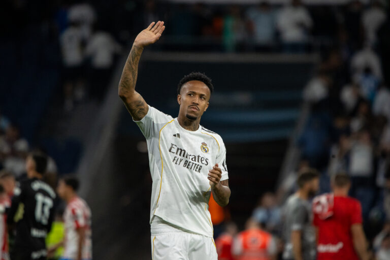 Éder Militão of Real Madrid seen in action during the EA SPORTS La Liga 2025-2026 match between Real Madrid and Girona FC, played at the Santiago Bernabéu Stadium. Final score: Real Madrid 1 - Girona FC 1 (Photo by David Canales / SOPA Images/Sipa USA)
2026.04.10 Madryt
pilka nozna liga hiszpanska
Real Madryt - Girona FC
Foto SOPA Images/SIPA USA/PressFocus

!!! POLAND ONLY !!!