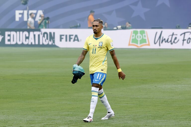 7/5/2026 - EAST RUTHERFORD, NEW JERSEY - Raphinha of Brazil during the 2026 FIFA World Cup round of 16 match between Brazil and Norway at Metlife Stadium on July 5, 2026, in East Rutherford, New Jersey, United States. MAURICE VAN STEEN / ANP /ANP/Sipa USA
2026.07.05 East Rutherford
pilka nozna , mistrzostwa swiata , mundial 2026
Brazylia - Norwegia
Foto ANP/SIPA USA/PressFocus

!!! POLAND ONLY !!!