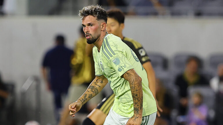 Timbers Forward Kristoffer Velde (99) during the match between Los Angeles FC and Portland Timbers at BMO Stadium in Los Angeles, CA on August 22, 2026. (Photo by Carlos Piaggio/Sipa USA)
2026.08.23 Los Angeles
pilka nozna liga amerykanska MLS
Los Angeles FC - Portland Timbers
Foto Sipa USA/SIPA USA/PressFocus

!!! POLAND ONLY !!!