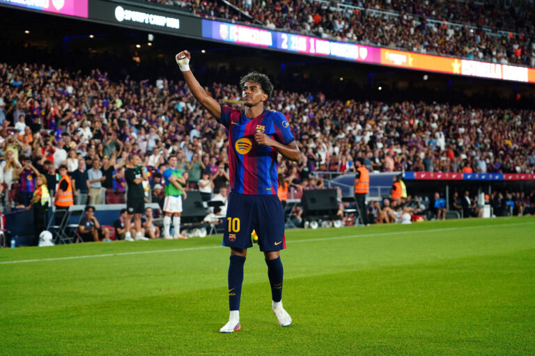 ESP: FC Barcelona, Barca - Rayo Vallecano. La Liga EA Sports. Matchday 3. Lamine Yamal of FC Barcelona celebrates after scoring the 2-1 during the La Liga EA Sports match between FC Barcelona and Rayo Vallecano played at Spotify Camp Nou Stadium on 31 Aug 2026 in Barcelona, Spain. kpng Copyright: xBaguxBlancox/xPRESSINPHOTOx PS_2627_BAR_RAY_500
2026.08.31 Barcelona
pilka nozna , liga hiszpanska
FC Barcelona - Rayo Vallecano
Foto IMAGO/PressFocus

!!! POLAND ONLY !!!