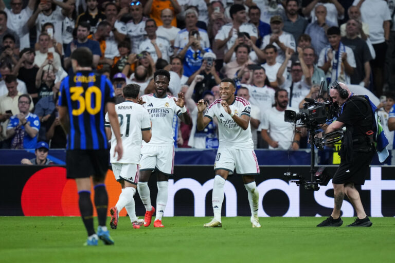 Kylian Mbappe of Real Madrid CF celebrates after scoring the 1-0 during the UEFA Champions League match, matchday 1, between Real Madrid and FC Inter de Milan played at Santiago Bernabeu Stadium on 8 Sep, 2026 in Madrid, Spain. (Photo by Cesar Cebolla / PRESSINPHOTO)
2026.09.08 Madryt
pilka nozna liga mistrzow
Real Madryt - Inter Mediolan

Foto PRESSINPHOTO/SIPA USA/PressFocus

!!! POLAND ONLY !!!