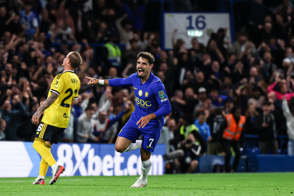 LONDON, ENGLAND, Wednesday 9th Sep 2026: Pedro Neto of Chelsea scores the third goal for Chelsea during the Carabao Cup, English League Cup 3rd round match between Chelsea and Leeds at Stamford Bridge in London, England. (Photo by Alex Ferrelly/Sports Press Photo) (Photo by Alex Ferrelly/Sports Press Photo/Sipa USA)
2026.09.09 Londyn
pilka nozna Puchar Ligi Angielskiej
Chelsea Londyn - Leeds United
Foto Sports Press Photo/SIPA USA/PressFocus

!!! POLAND ONLY !!!