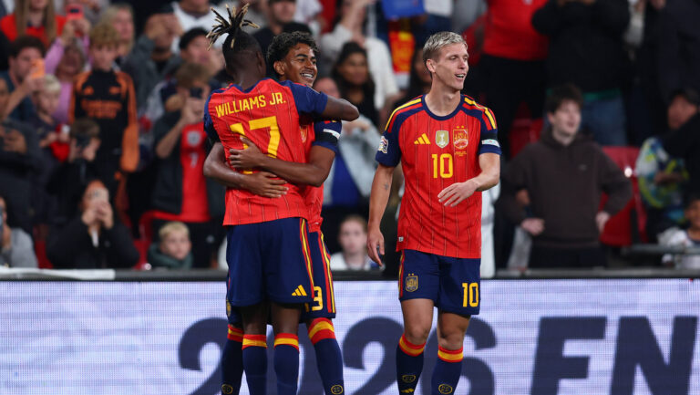 London, England, 26th September 2026. Lamine Yamal C of Spain celebrates after scoring to make it 1-0 during the England vs Spain UEFA Nations League match at Wembley Stadium, London. Picture credit should read: Paul Terry / Sportimage EDITORIAL USE ONLY. No use with unauthorised audio, video, data, fixture lists, club/league logos or live services. Online in-match use limited to 120 images, no video emulation. No use in betting, games or single club/league/player publications. SPI_034_PT_England_Spain SPI-5020-0030
2026.09.26 Londyn
pilka nozna Liga Narodow UEFA
Anglia - Hiszpania
Foto IMAGO/PressFocus

!!! POLAND ONLY !!!