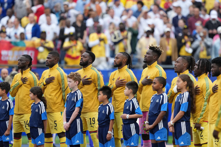 (260624) -- BOSTON, June 24, 2026 (Xinhua) -- Players of Ghana line up during the national anthems before the group L match between England and Ghana at the 2026 FIFA World Cup at Boston Stadium in Boston, the United States, June 23, 2026. (Xinhua/Huang Zongzhi)

2026.06.23 Foxborough
pilka nozna , mistrzostwa swiata , mundial 2026
Anglia - Ghana
Foto Huang Zongzhi/Xinhua/PressFocus

!!! POLAND ONLY !!!
