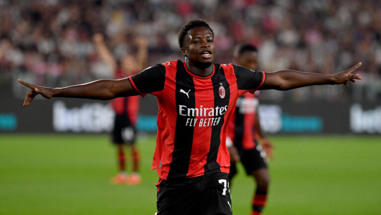 IPA88211501 - Alphadjo Cisse of AC Milan celebrates after scoring a goal during the 2026/27 Serie A match between Juventus FC and AC Milan at Allianz Stadium on September 6, 2026, in Turin, Italy — Photo by Giuliano Marchisciano (Photo by Giuliano Marchisciano/IPA Sport/ipa-agency.net/Sipa USA)
2026.09.06 Turyn
pilka nozna liga wloska
Juventus Turyn - AC Milan
Foto IPA/SIPA USA/PressFocus

!!! POLAND ONLY !!!