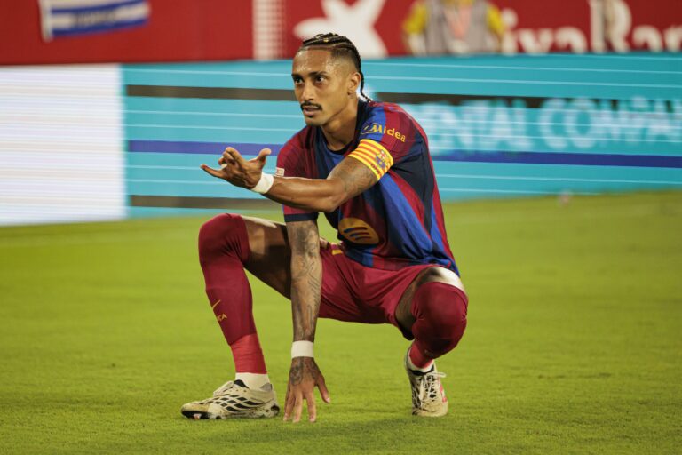 Raphinha (FC Barcelona)  seen in action  celebrating after scoring goal during LaLiga EA SPORTS 2026/2027 game between teams of  Sevilla FC and FC Barcelona. (Photo by Maciej Rogowski / SOPA Images/Sipa USA)
2026.09.19 Sewilla
pilka nozna liga hiszpanska
Sevilla FC - FC Barcelona

Foto SOPA Images/SIPA USA/PressFocus

!!! POLAND ONLY !!!
