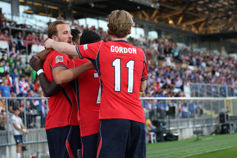 Rijeka, Croatia, 3rd October 2026. UEFA Nations League. Matchday 3, Group A3. Croatia v England at Rujevica, Rijeka. English players celebrating goal. Croatia v England, UEFA Nations League. PUBLICATIONxNOTxINxCRO
2026.10.03 Rijeka
pilka nozna liga narodow liga A  grupa A3
Chorwacja - Anglia
Foto IMAGO/PressFocus

!!! POLAND ONLY !!!