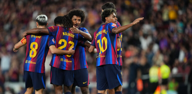 Jules Kounde of FC Barcelona celebrates after scoring the 3-0 during the La Liga EA Sports match between FC Barcelona and Getafe CF played at Spotify Camp Nou Stadium on 10 Oct 2026 in Barcelona, Spain. (Photo by Bagu Blanco/ PRESSINPHOTO)
2026.10.10 Barcelona
pilka nozna liga hiszpanska
FC Barcelona - Getafe CF

Foto PRESSINPHOTO/SIPA USA/PressFocus

!!! POLAND ONLY !!!
