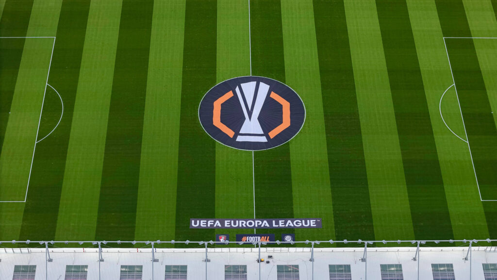 Bournemouth v Sturm Graz, Europa League General aerial view above the Vitality Stadium with the UEFA Europa League Trophy Logo on the pitch ahead of the Europa League match between Bournemouth and Sturm Graz at the Vitality Stadium, Bournemouth, UK on 15 October 2026. Bournemouth Vitality Stadium Dorset UK Editorial use only , Copyright: xGrahamxHuntx PSI-25011-0018
2026.10.15 Bournemouth
pilka nozna , Liga Europy
AFC Bournemouth - SK Sturm Graz
Foto IMAGO/PressFocus

!!! POLAND ONLY !!!