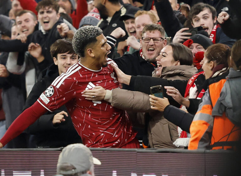 Liverpool, England, 20th October 2026. Ronald Araujo of Liverpool celebrates scoring their second goal 2-2 during the Liverpool vs Villarreal UEFA Champions League match at Anfield, Liverpool. Picture credit should read: Cody Froggatt / Sportimage EDITORIAL USE ONLY. No use with unauthorised audio, video, data, fixture lists, club/league logos or live services. Online in-match use limited to 120 images, no video emulation. No use in betting, games or single club/league/player publications. SPI_029_CF_LIVERPOOL_VILLARREAL SPI-5089-0029
2026.10.20 Liverpool
pilka nozna liga mistrzow
Liverpool FC - Villarreal CF

Foto IMAGO/PressFocus

!!! POLAND ONLY !!!
