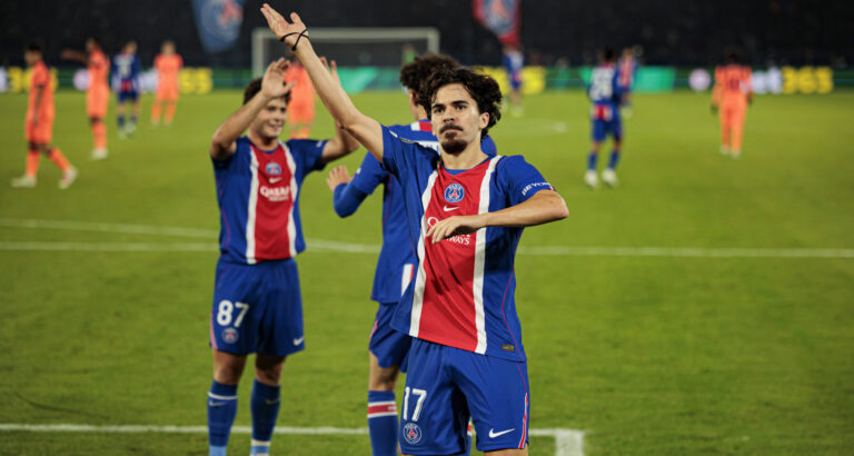 Vitinha seen celebrating after scoring goal during UEFA Champions League 2026 2027 league phase game between teams of Paris Saint-Germain Football Club and FC Barcelona, Barca Maciej Rogowski/Ball Raw Images PT Paris Parc des Princes France Copyright: xMaciejxRogowskix maciejrogowski_psg_fcbarcelona_2627-2-2
2026.10.20 Paryz
pilka nozna liga mistrzow
PSG - FC Barcelona 
Foto IMAGO/PressFocus

!!! POLAND ONLY !!!