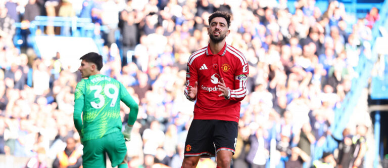 London, England, 31st October 2026. Bruno Fernandes of Manchester United, ManU reacts after he shoots at goal but fails to score during the Chelsea vs Manchester United Premier League match at Stamford Bridge, London. Picture credit should read: Paul Terry / Sportimage EDITORIAL USE ONLY. No use with unauthorised audio, video, data, fixture lists, club/league logos or live services. Online in-match use limited to 120 images, no video emulation. No use in betting, games or single club/league/player publications. SPI_022_PT_Chelsea_Man_Utd SPI-5121-0022
2026.10.31 Londyn
pilka nozna liga angielska
Chelsea Londyn - Manchester United
Foto IMAGO/PressFocus

!!! POLAND ONLY !!!